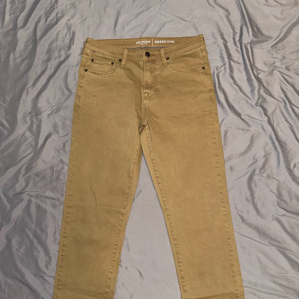 Arizona Straight Leg Khaki Jeans Size 30x32 Tan Casual Denim Pants